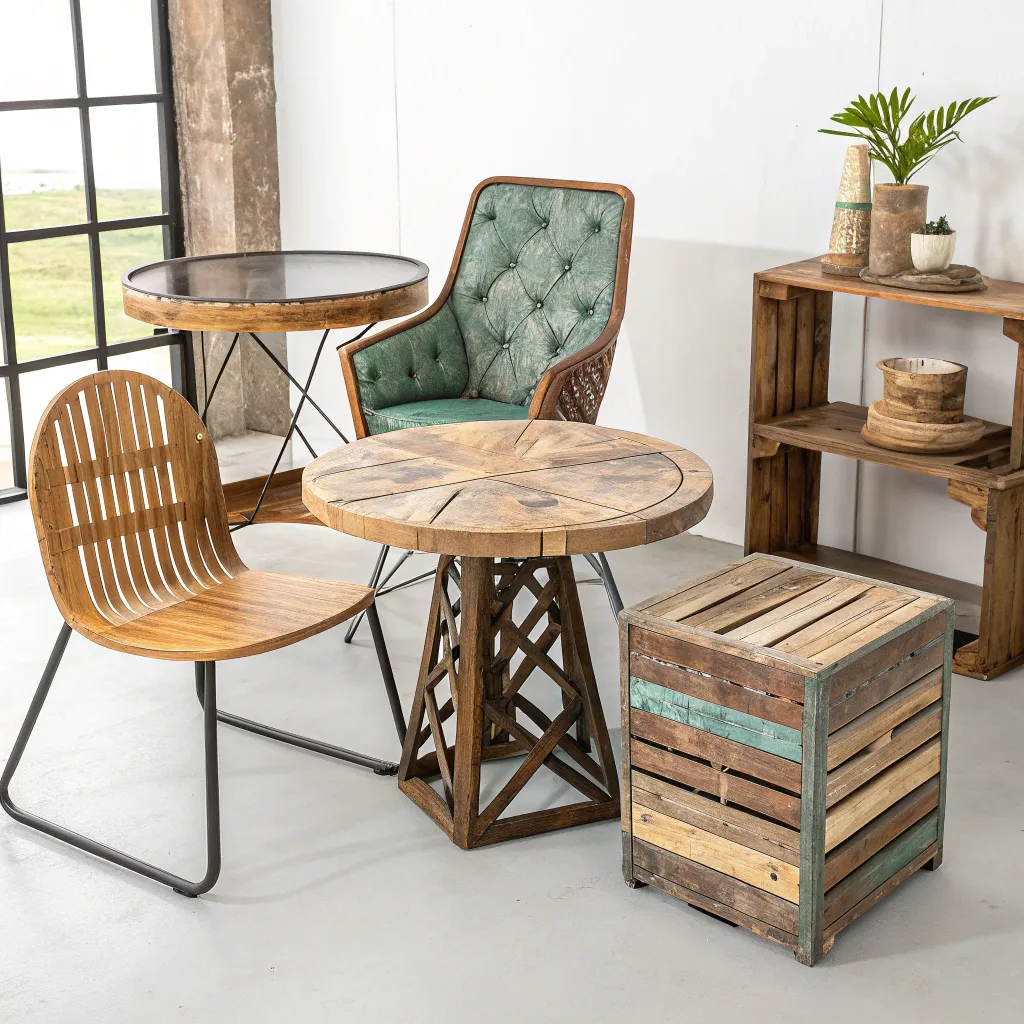 Showcase of recycled material furniture collection